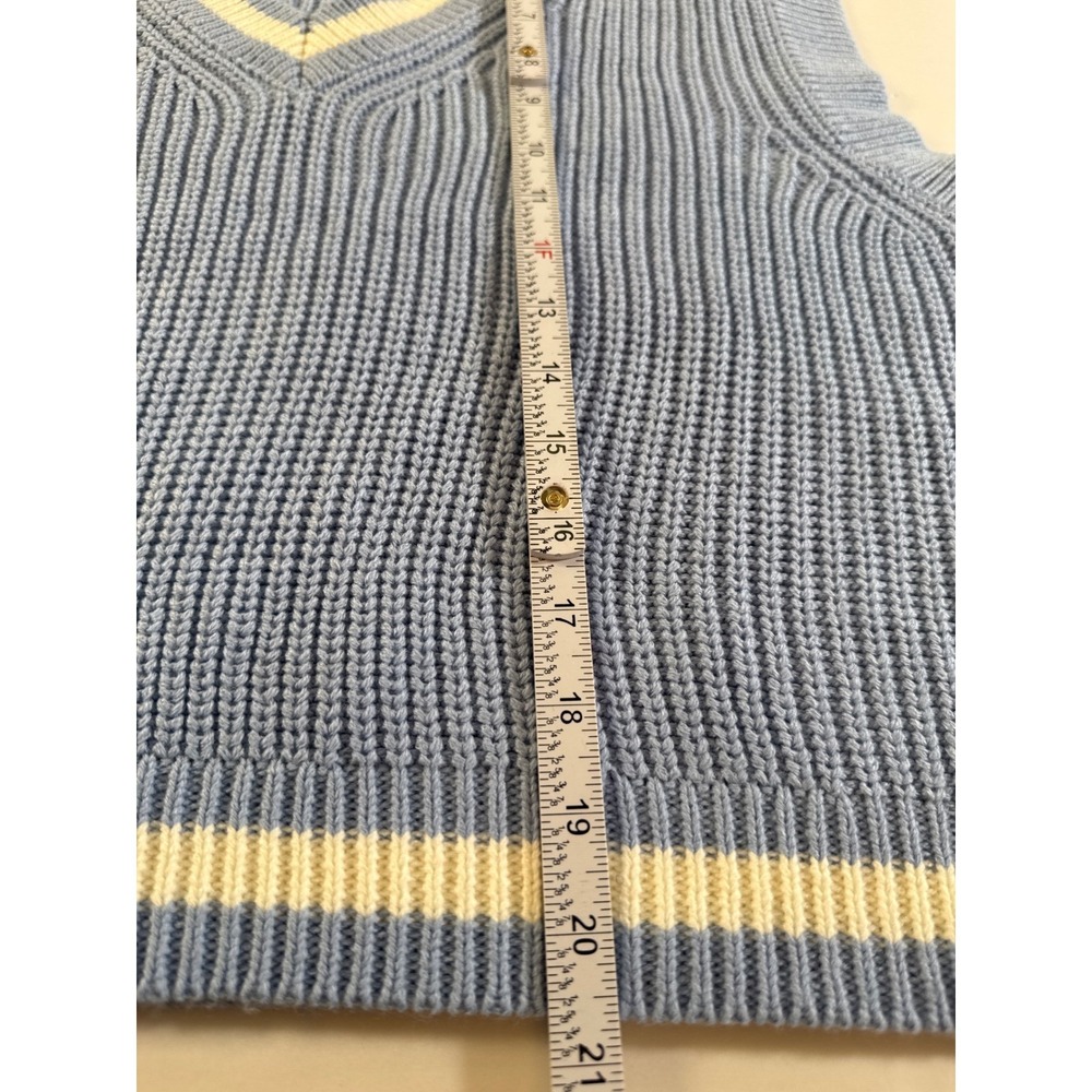 H&M Blue Knit Cropped Sweater Womens Vest V Neck Top Preppy Academia‎ Large NWOT - Picture 8 of 8